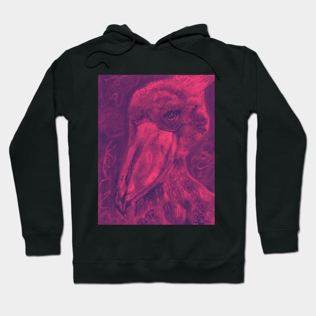 bill Shoe bird drawing Original style multicolor. Hoodie by Padme Art Designs